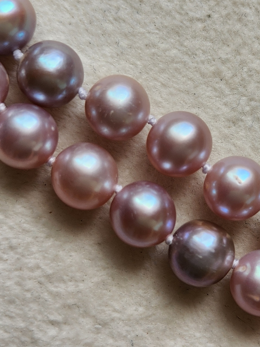 VTG Artisan Genuine Pink Pearl Necklace with Silver Clasp Hand Knotted - Picture 6 of 7